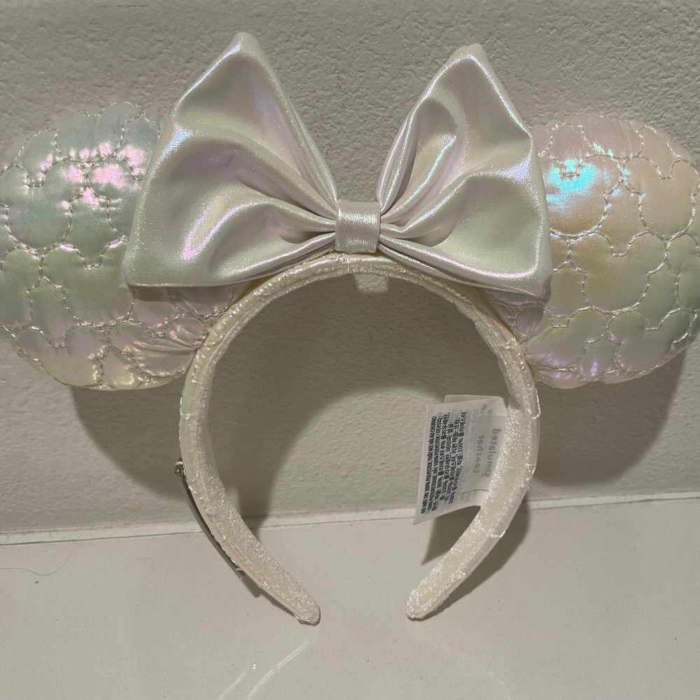White iridescent bridal Disney ears